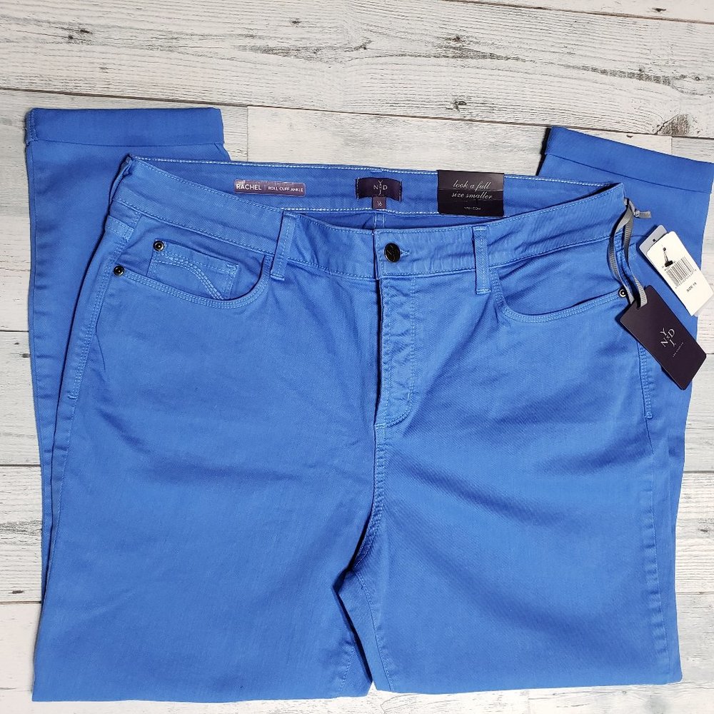 NWT NYDJ Women's Plus Size Rachel Roll Cuff Ankle Jeans Blue 16